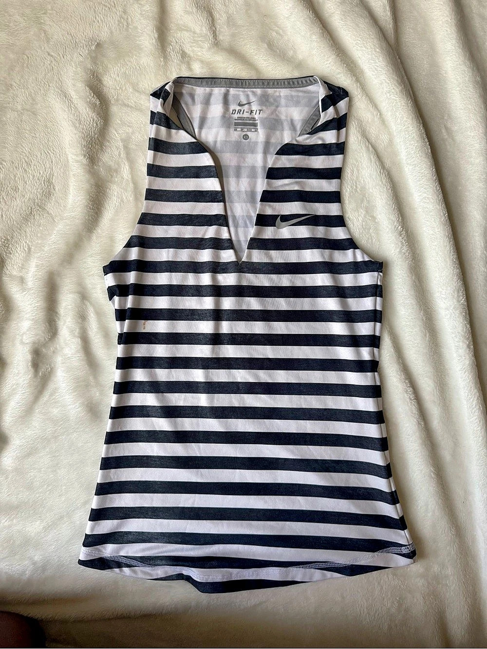 Nike Dri-FIT Striped Athletic Tank Black & White XS
